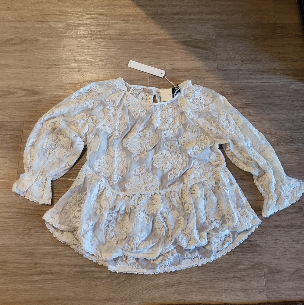 NWT Line & Dot  Elegant White Lace Blouse